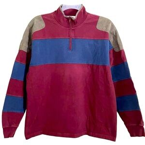 Orvis Colorblock Men's Rugby Shirt Size Large Long Sleeve Shoulder Elbow Patches